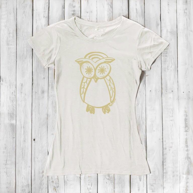 Uni-T Women's Bamboo Owl Graphic Tee – Eco-Friendly Wildlife Top