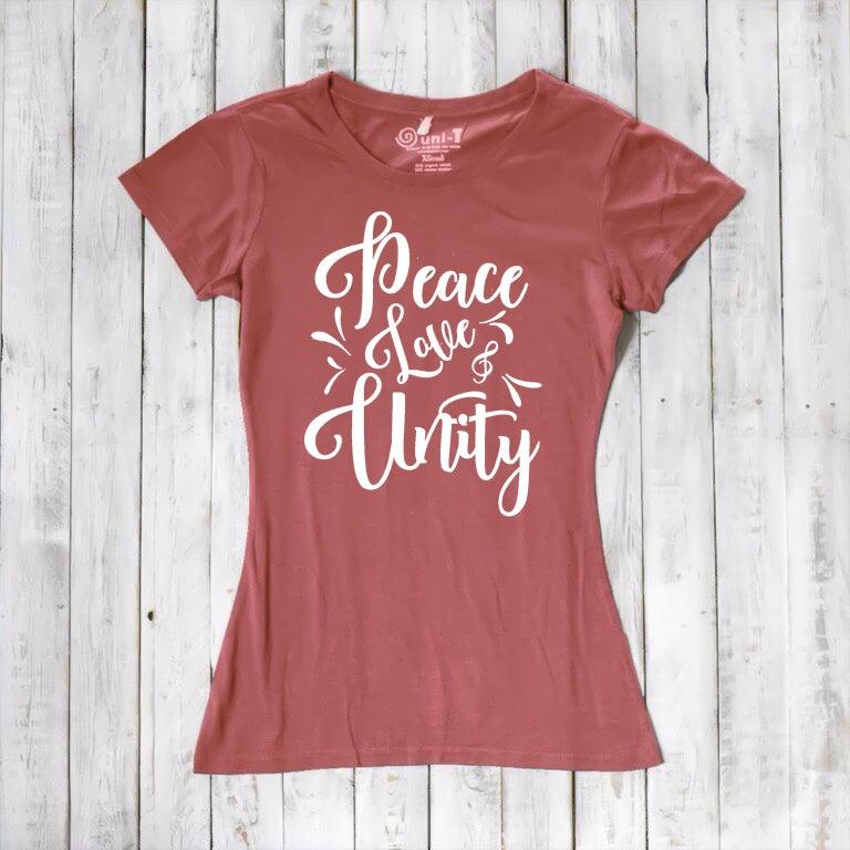 Uni-T Women's Bamboo Organic Cotton T-Shirt – Peace Love Unity Graphic Tee