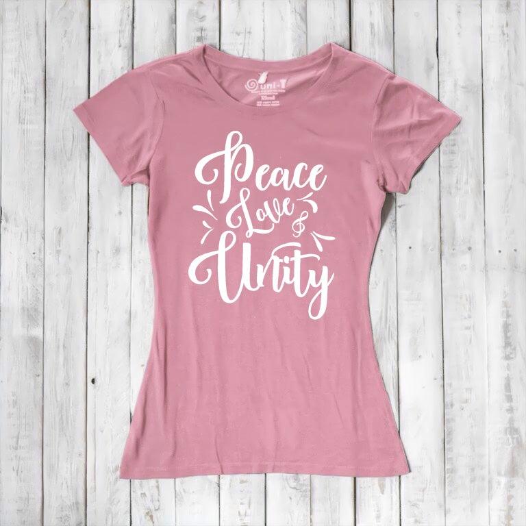 Uni-T Women's Bamboo Organic Cotton T-Shirt – Peace Love Unity Graphic Tee