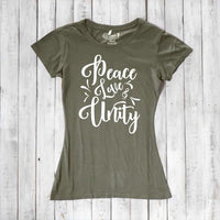 Uni-T Women's Bamboo Organic Cotton T-Shirt – Peace Love Unity Graphic Tee