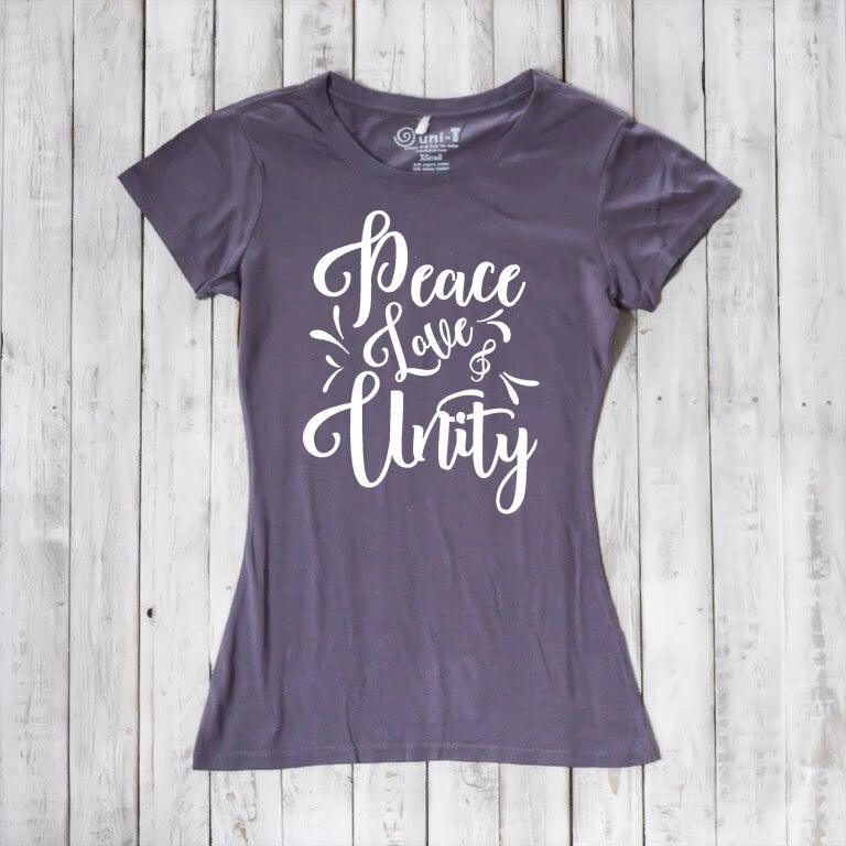 Uni-T Women's Bamboo Organic Cotton T-Shirt – Peace Love Unity Graphic Tee