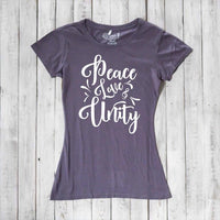 Uni-T Women's Bamboo Organic Cotton T-Shirt – Peace Love Unity Graphic Tee