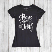 Uni-T Women's Bamboo Organic Cotton T-Shirt – Peace Love Unity Graphic Tee