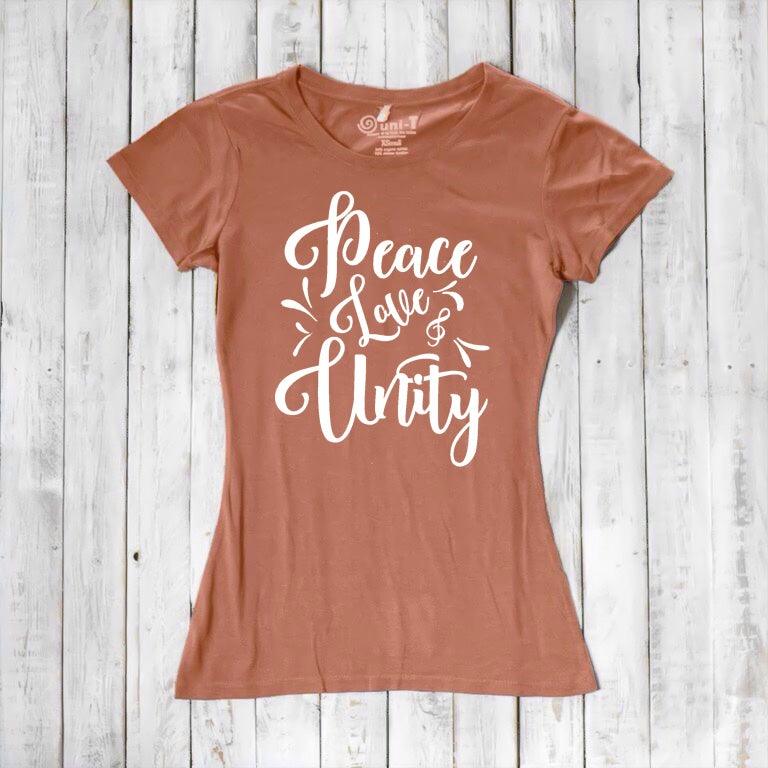 Uni-T Women's Bamboo Organic Cotton T-Shirt – Peace Love Unity Graphic Tee