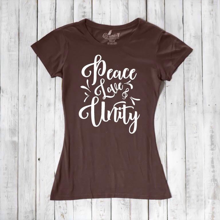 Uni-T Women's Bamboo Organic Cotton T-Shirt – Peace Love Unity Graphic Tee