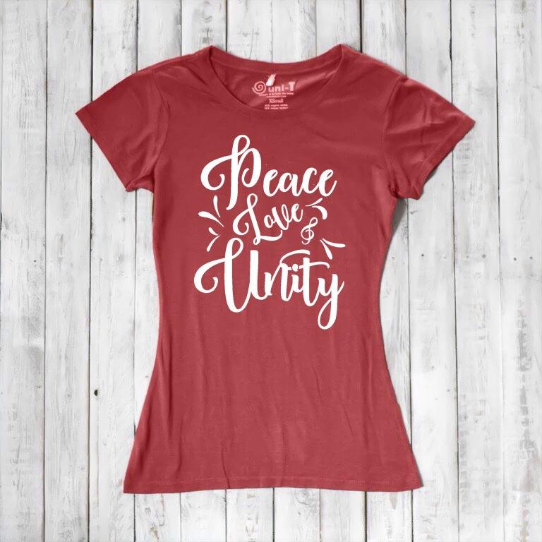 Uni-T Women's Bamboo Organic Cotton T-Shirt – Peace Love Unity Graphic Tee