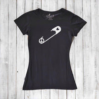 Uni-T Women’s Bamboo Peace & Love T-Shirt – Solidarity Graphic Tee “Safety Pin”