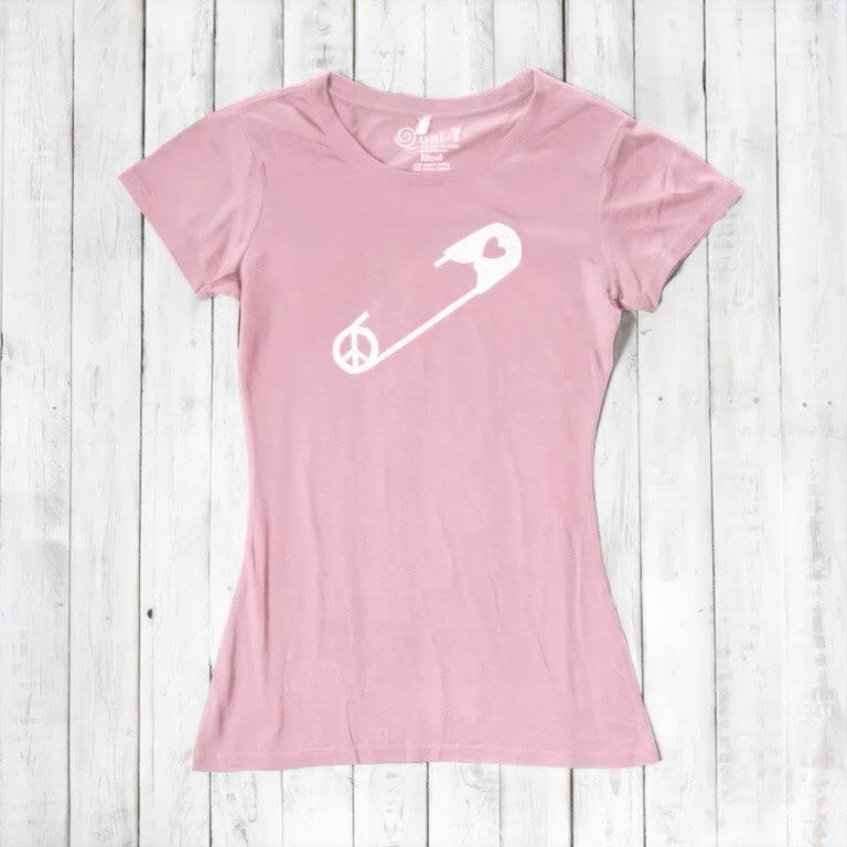 "Safety Pin" Peace & Love T-Shirt for Women