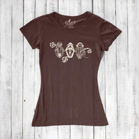 Uni-T Women's Bamboo Three Wise Monkeys Graphic Tee – Artistic Eco-Friendly Shirt "See No Evil Hear No Evil Speak No Evil"
