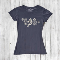Uni-T Women's Bamboo Three Wise Monkeys Graphic Tee – Artistic Eco-Friendly Shirt "See No Evil Hear No Evil Speak No Evil"
