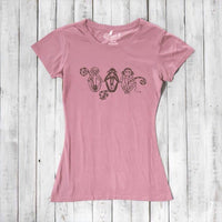 Uni-T Women's Bamboo Three Wise Monkeys Graphic Tee – Artistic Eco-Friendly Shirt "See No Evil Hear No Evil Speak No Evil"