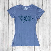 Uni-T Women's Bamboo Three Wise Monkeys Graphic Tee – Artistic Eco-Friendly Shirt "See No Evil Hear No Evil Speak No Evil"