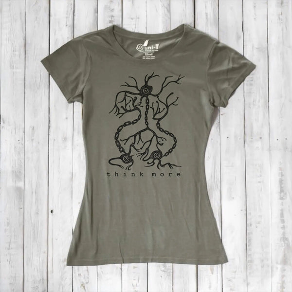Uni-T Bamboo Neuron Graphic Tee – Women’s Science Shirt “Think More”