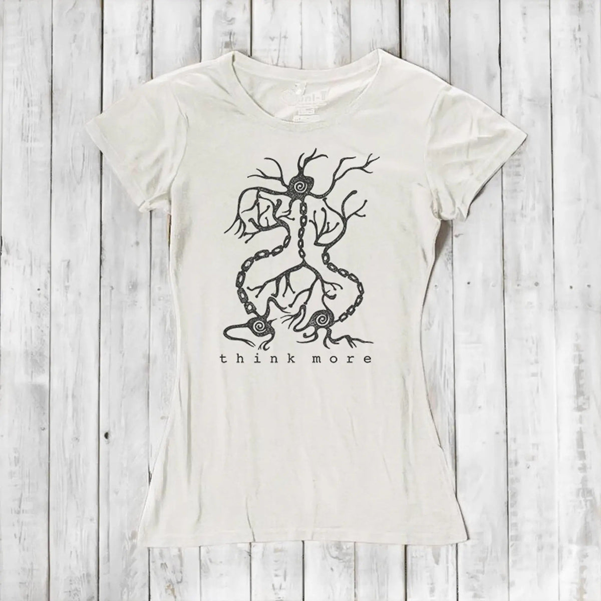 Uni-T Bamboo Neuron Graphic Tee – Women’s Science Shirt “Think More”