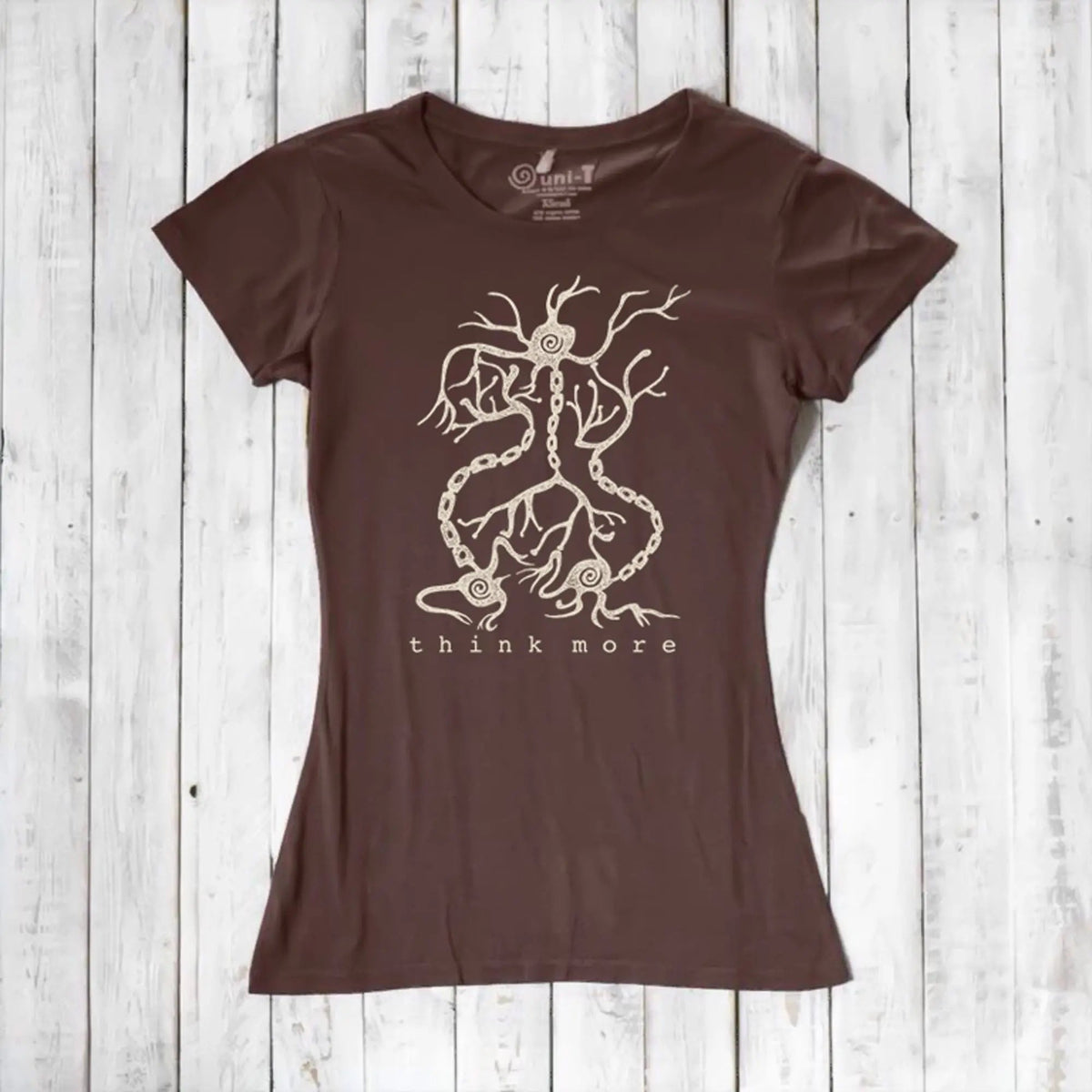 Uni-T Bamboo Neuron Graphic Tee – Women’s Science Shirt “Think More”