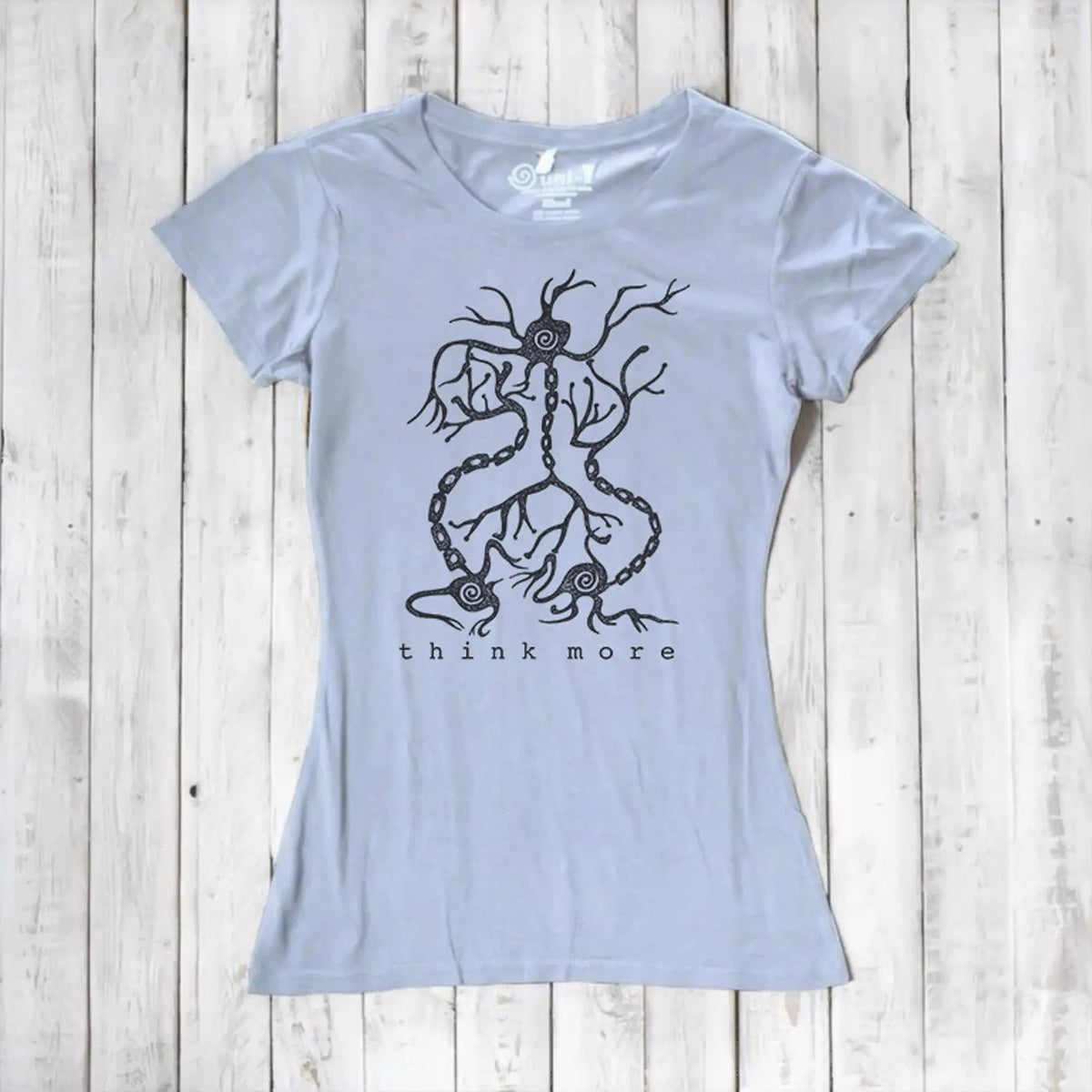 Uni-T Bamboo Neuron Graphic Tee – Women’s Science Shirt “Think More”