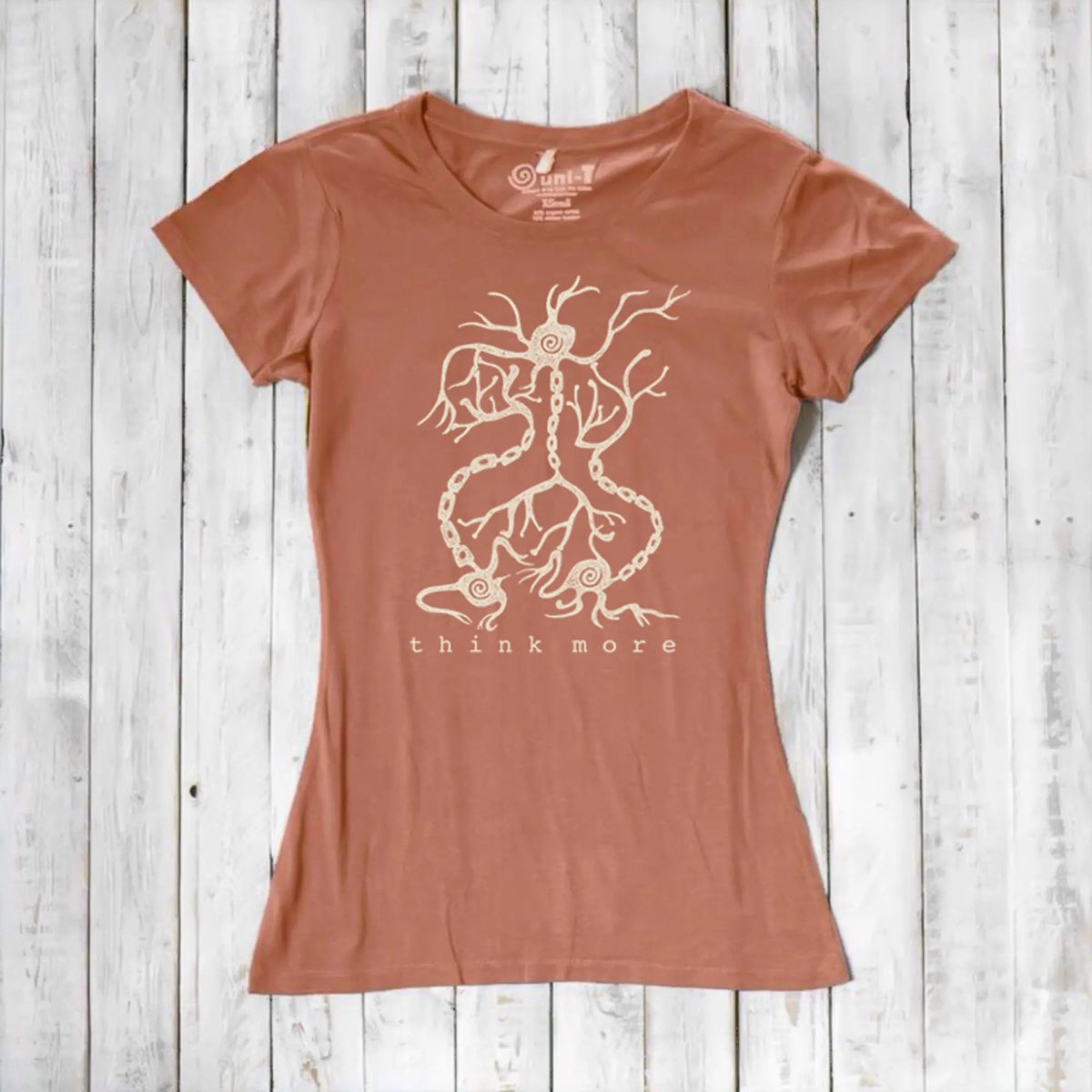Uni-T Bamboo Neuron Graphic Tee – Women’s Science Shirt “Think More”