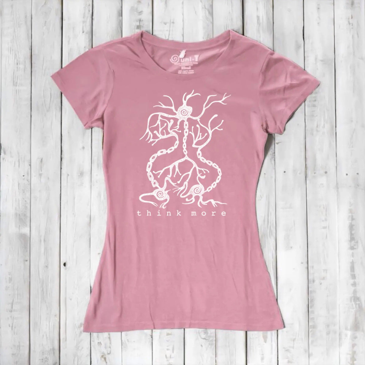 Uni-T Bamboo Neuron Graphic Tee – Women’s Science Shirt “Think More”