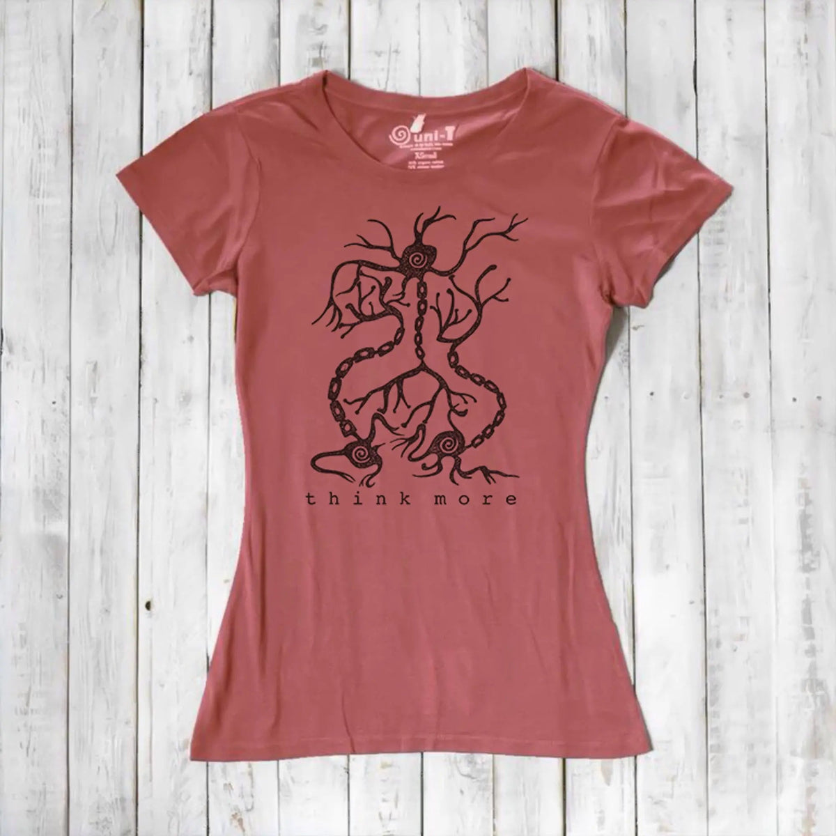 Uni-T Bamboo Neuron Graphic Tee – Women’s Science Shirt “Think More”