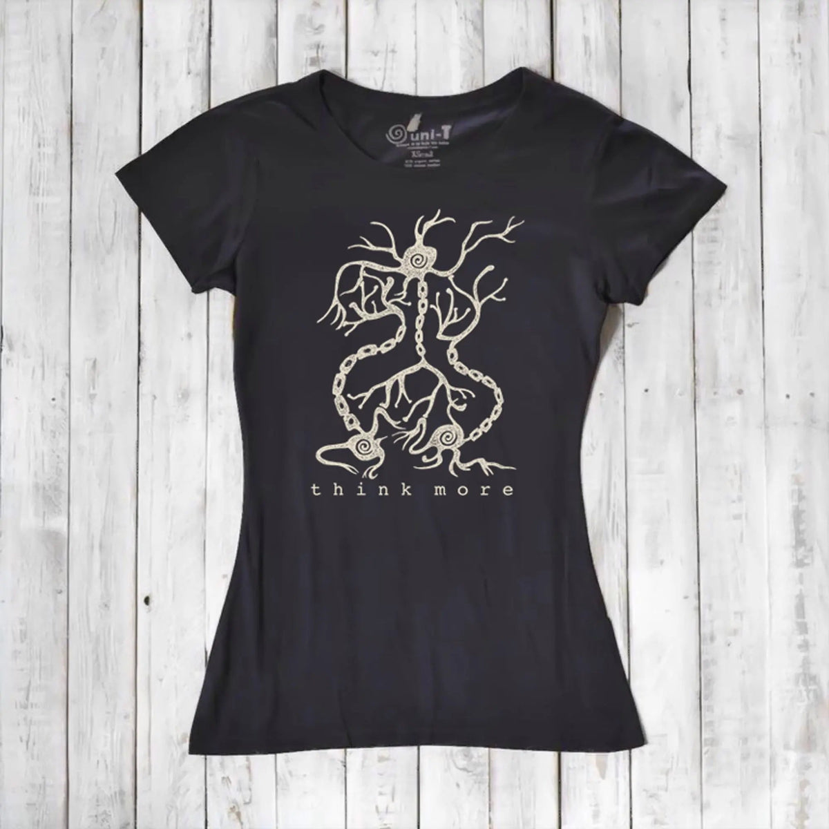 Uni-T Bamboo Neuron Graphic Tee – Women’s Science Shirt “Think More”