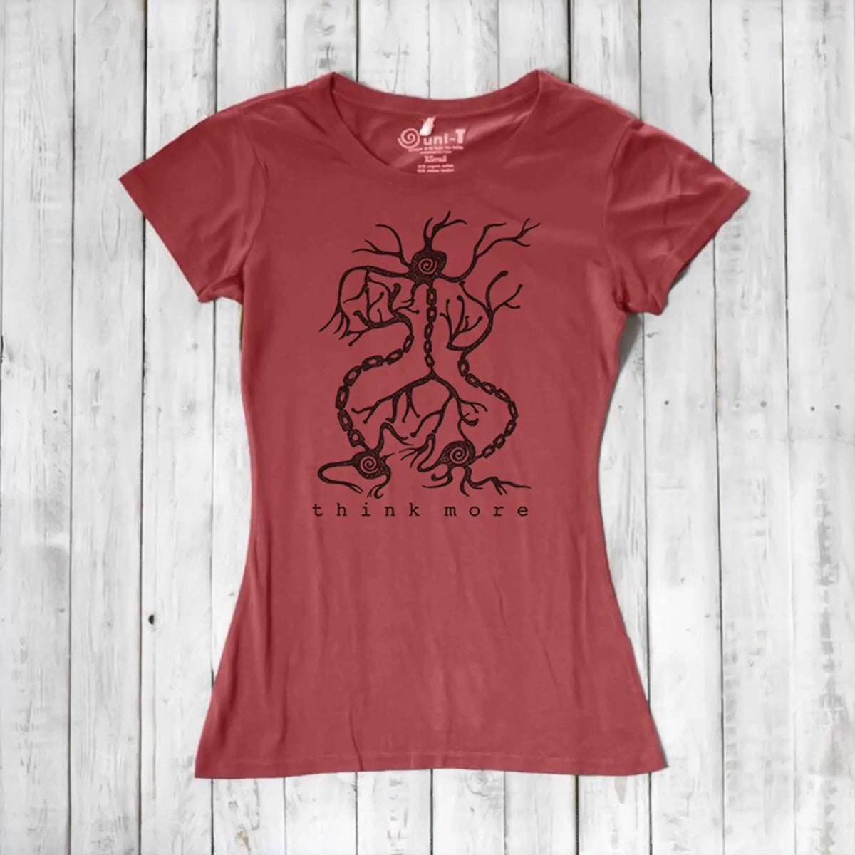 Uni-T Bamboo Neuron Graphic Tee – Women’s Science Shirt “Think More”