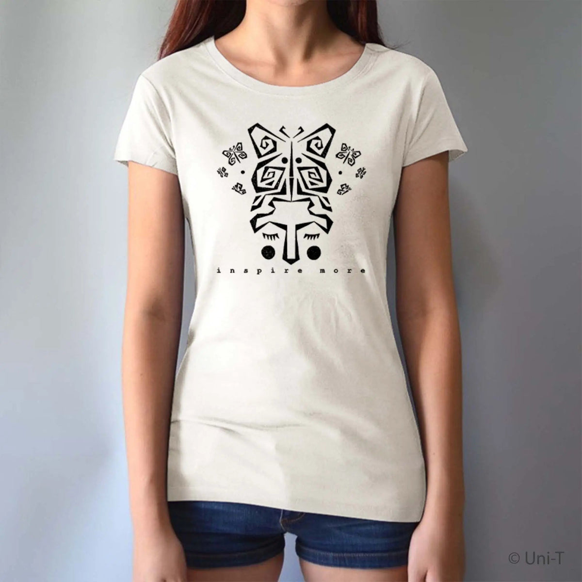 Uni-T Women’s Bamboo Organic Cotton Butterfly T-Shirt – Nature-Inspired Graphic Tee "Inspire More"