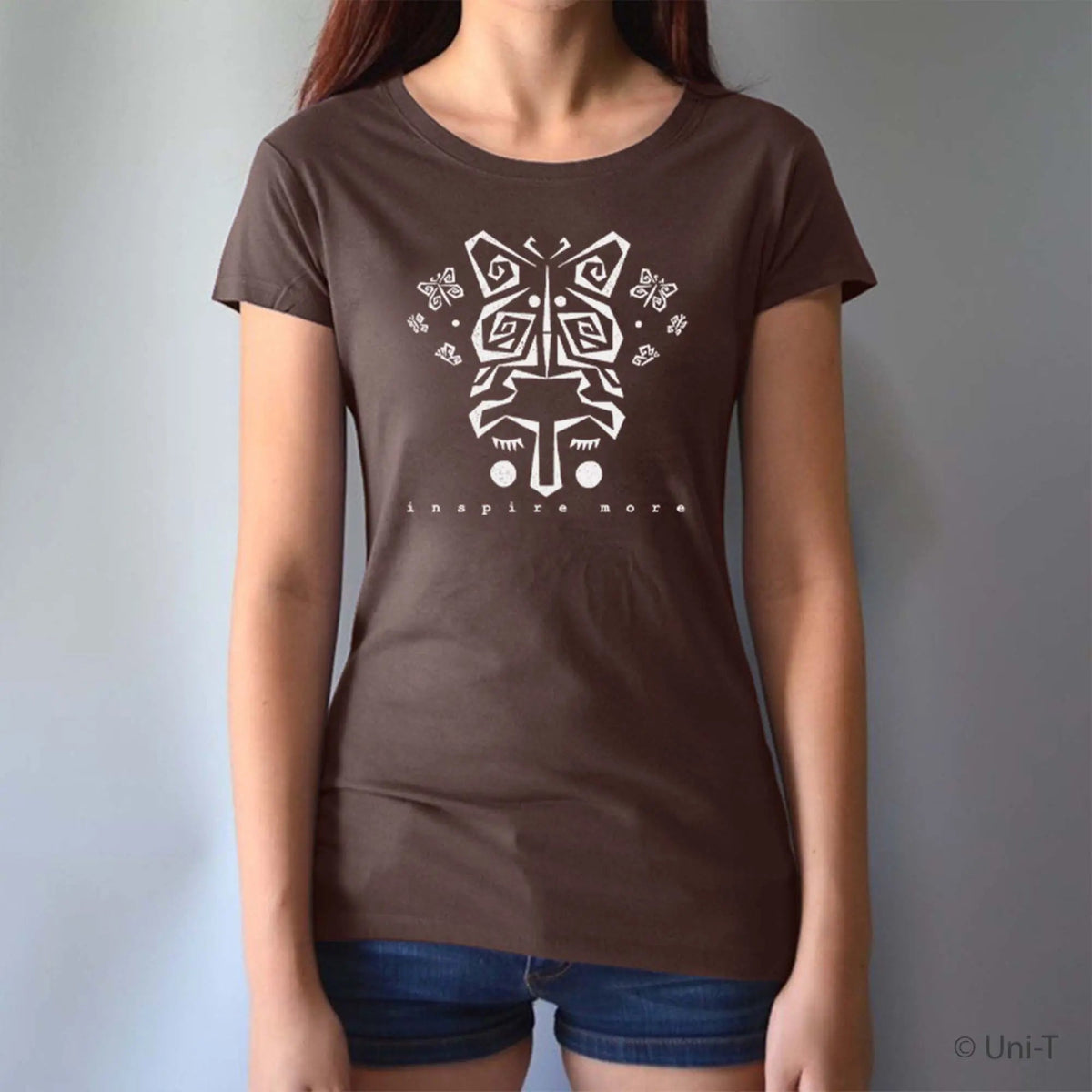Uni-T Women’s Bamboo Organic Cotton Butterfly T-Shirt – Nature-Inspired Graphic Tee "Inspire More"