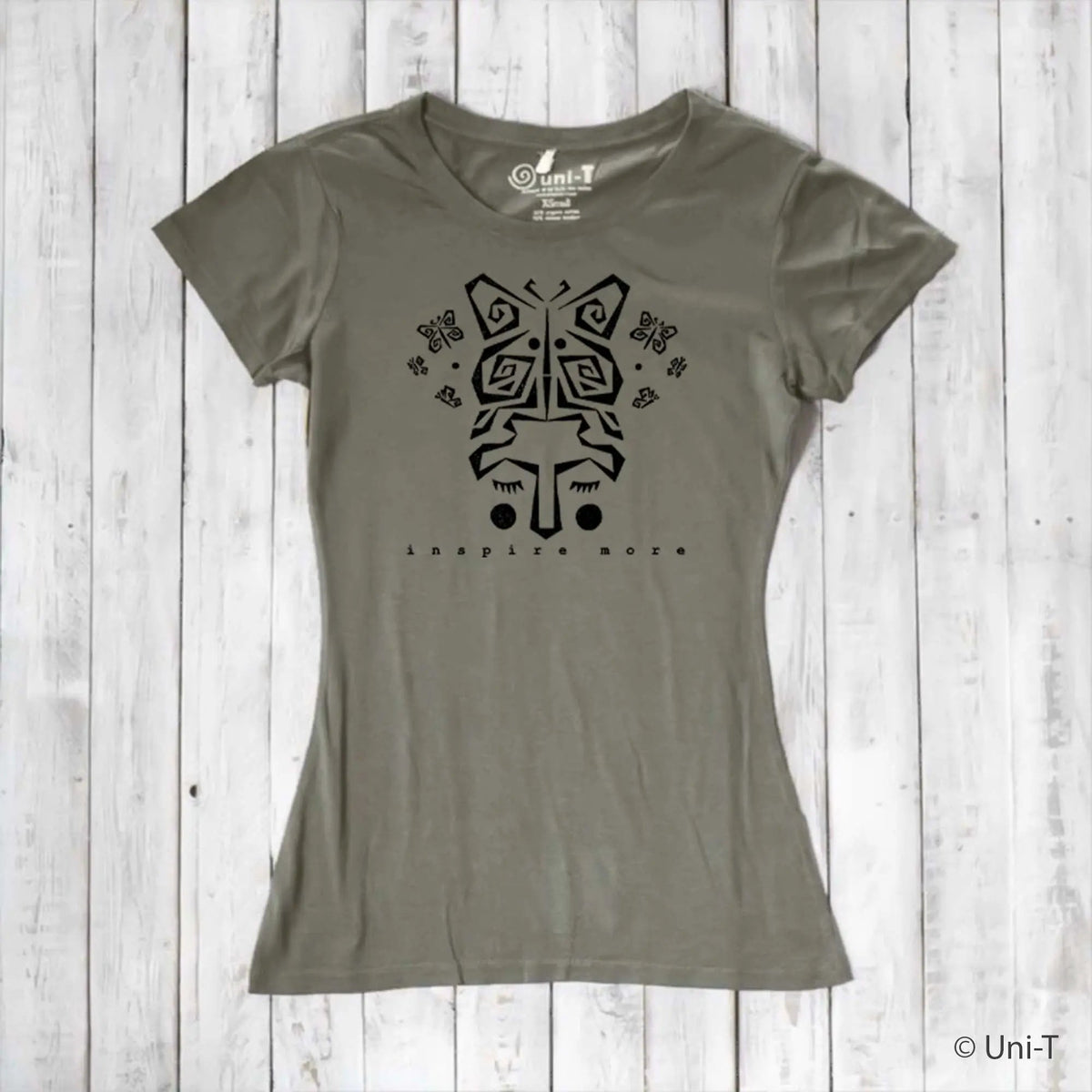 Uni-T Women’s Bamboo Organic Cotton Butterfly T-Shirt – Nature-Inspired Graphic Tee "Inspire More"