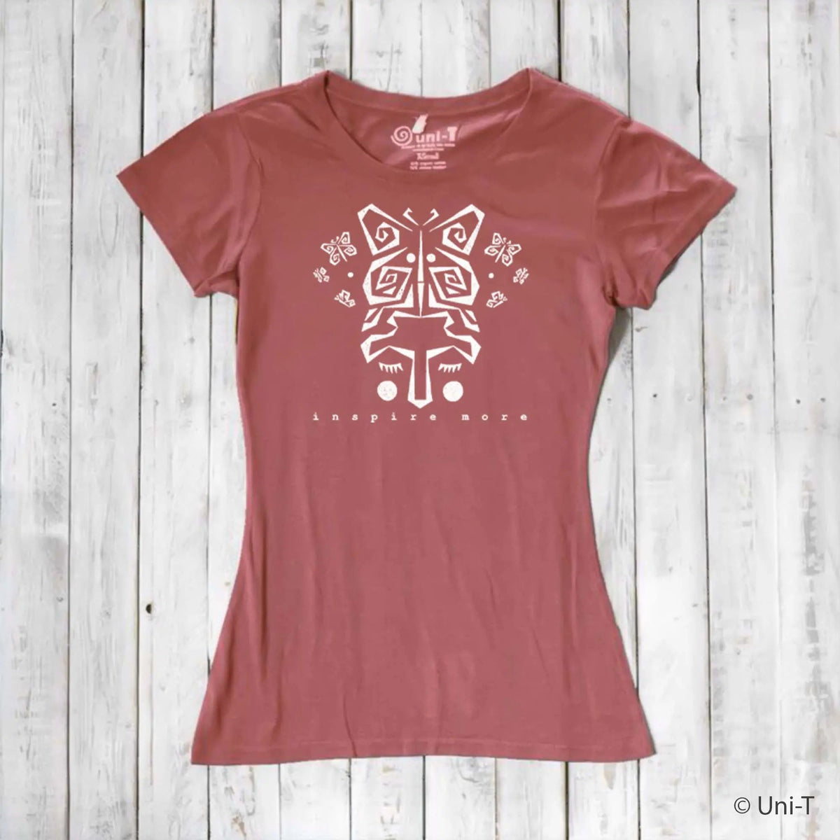 Uni-T Women’s Bamboo Organic Cotton Butterfly T-Shirt – Nature-Inspired Graphic Tee "Inspire More"