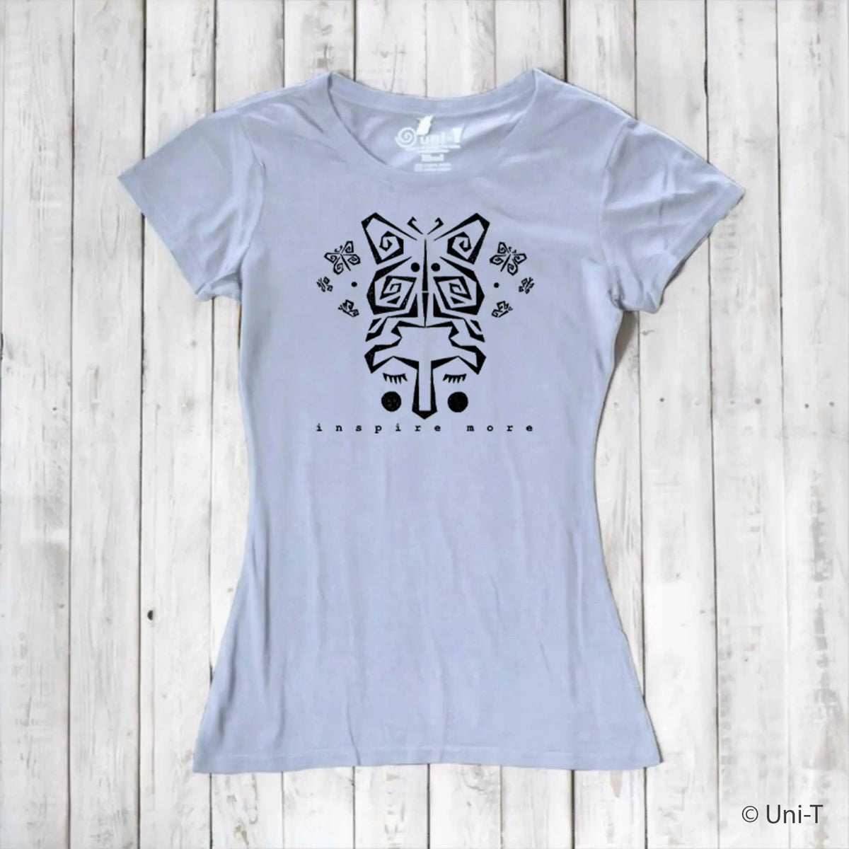 Uni-T Women’s Bamboo Organic Cotton Butterfly T-Shirt – Nature-Inspired Graphic Tee "Inspire More"