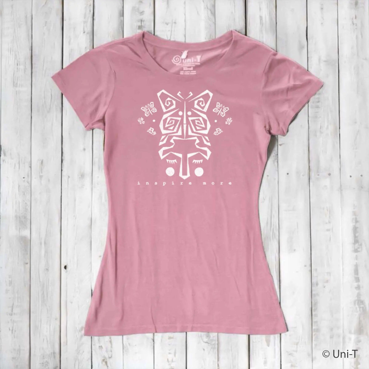 Uni-T Women’s Bamboo Organic Cotton Butterfly T-Shirt – Nature-Inspired Graphic Tee "Inspire More"