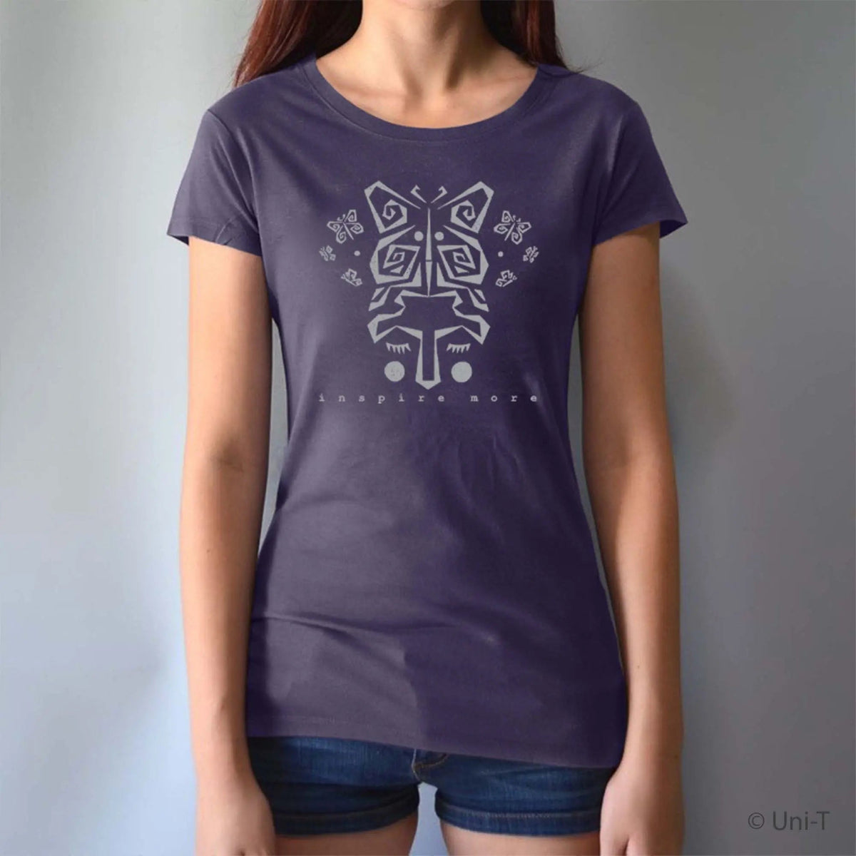 Uni-T Women’s Bamboo Organic Cotton Butterfly T-Shirt – Nature-Inspired Graphic Tee "Inspire More"