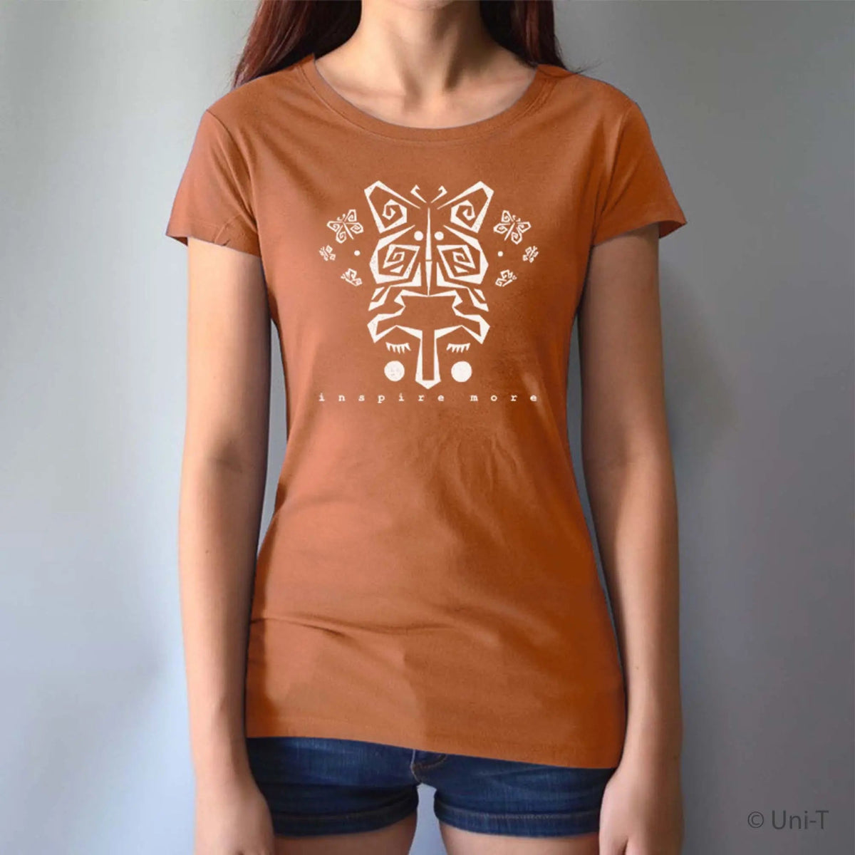 Uni-T Women’s Bamboo Organic Cotton Butterfly T-Shirt – Nature-Inspired Graphic Tee "Inspire More"