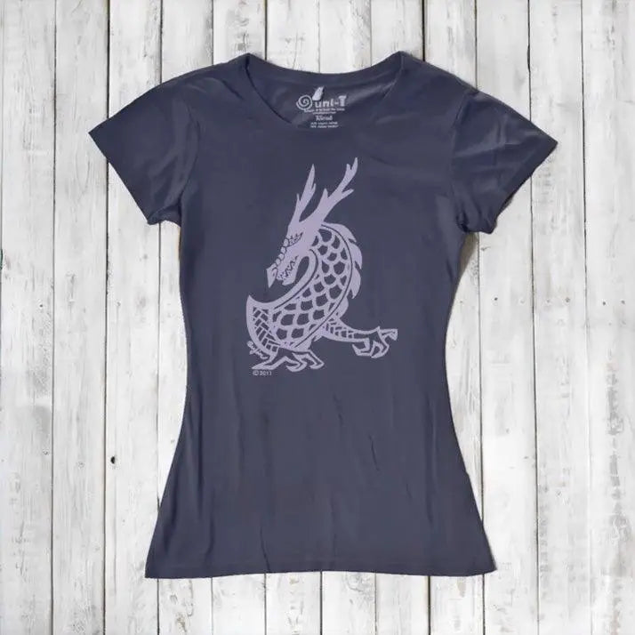Uni-T Women's Bamboo Organic Cotton Dragon T-Shirt – Mythical Creature Graphic Tee "Majestic Dragon"