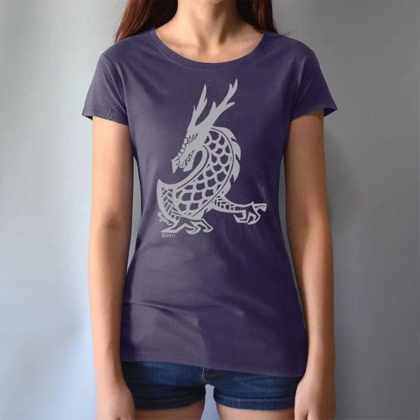 Uni-T Women's Bamboo Organic Cotton Dragon T-Shirt – Mythical Creature Graphic Tee "Majestic Dragon"