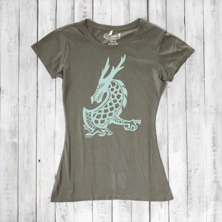 Uni-T Women's Bamboo Organic Cotton Dragon T-Shirt – Mythical Creature Graphic Tee "Majestic Dragon"