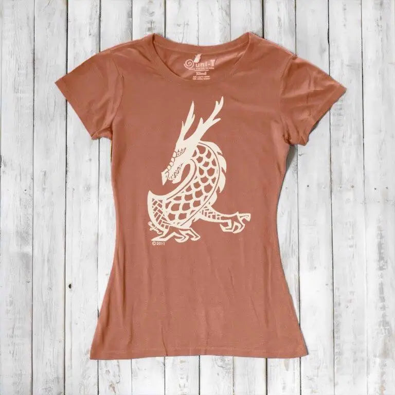 Uni-T Women's Bamboo Organic Cotton Dragon T-Shirt – Mythical Creature Graphic Tee "Majestic Dragon"