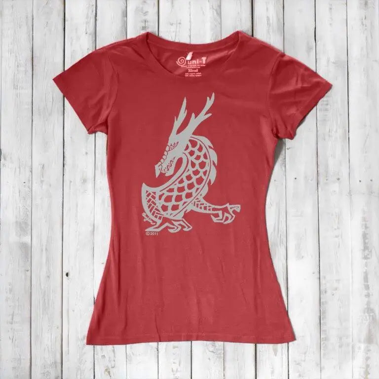 Uni-T Women's Bamboo Organic Cotton Dragon T-Shirt – Mythical Creature Graphic Tee "Majestic Dragon"