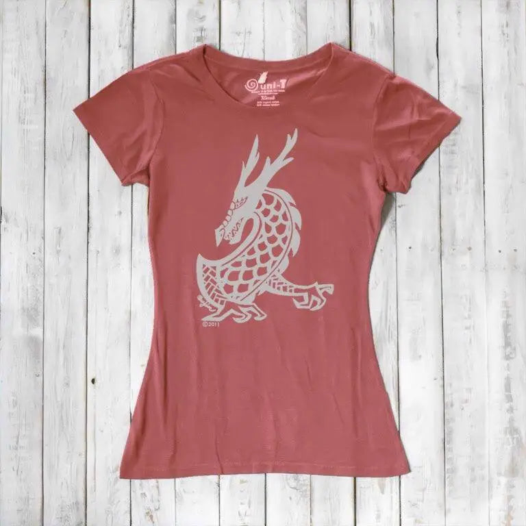 Uni-T Women's Bamboo Organic Cotton Dragon T-Shirt – Mythical Creature Graphic Tee "Majestic Dragon"