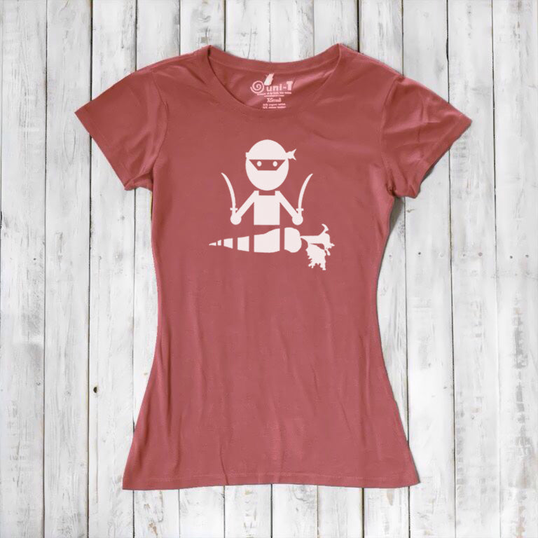 Uni-T Women’s Bamboo Vegan T-Shirt – Funny Plant-Based Graphic Tee "Veggie Ninja"