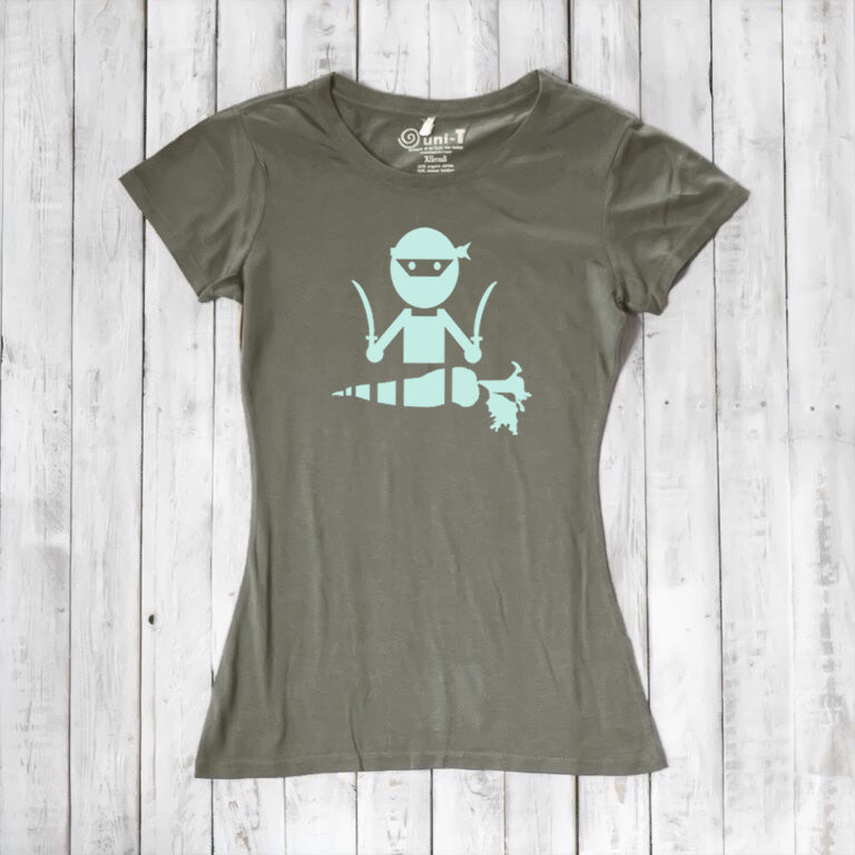 Uni-T Women’s Bamboo Vegan T-Shirt – Funny Plant-Based Graphic Tee "Veggie Ninja"