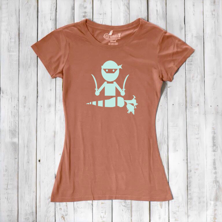 Uni-T Women’s Bamboo Vegan T-Shirt – Funny Plant-Based Graphic Tee "Veggie Ninja"