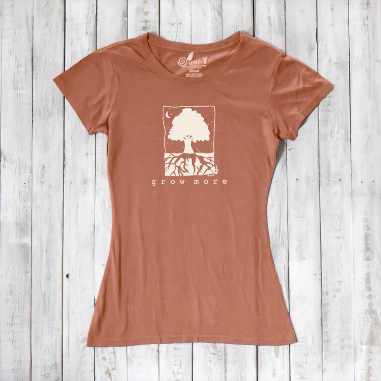 Uni-T Women’s Bamboo Cotton Tree T-Shirt – Personal Growth Graphic "Grow More"