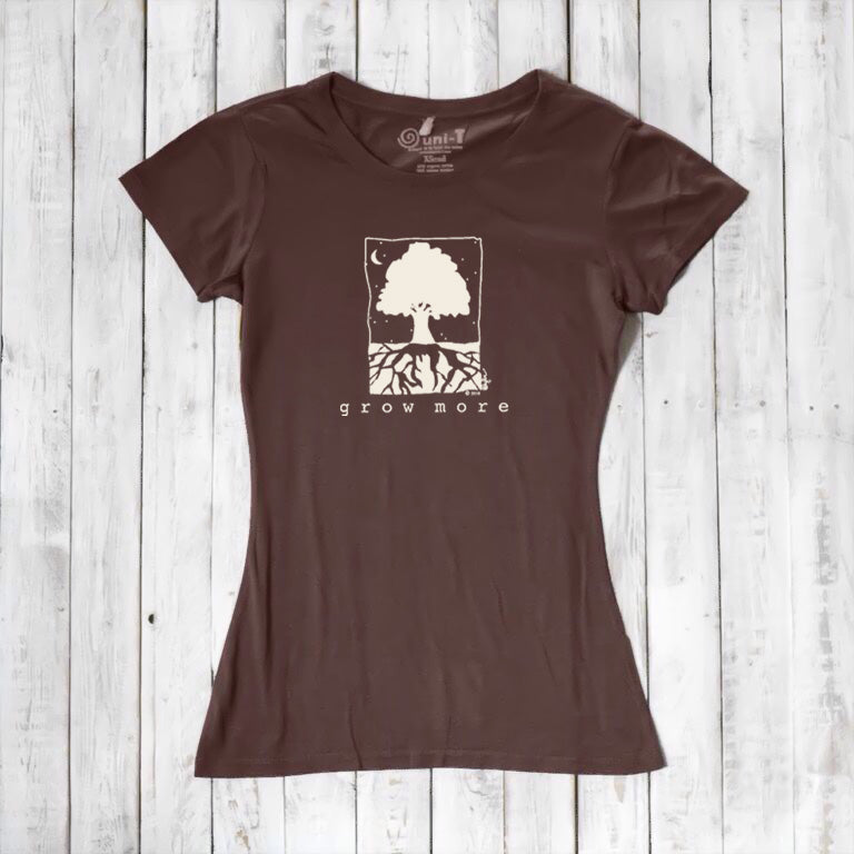 Uni-T Women’s Bamboo Cotton Tree T-Shirt – Personal Growth Graphic "Grow More"