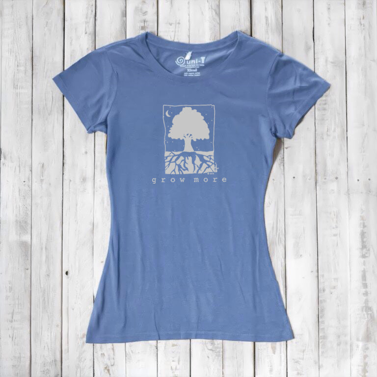 Uni-T Women’s Bamboo Cotton Tree T-Shirt – Personal Growth Graphic "Grow More"