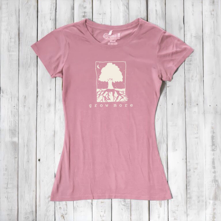 Uni-T Women’s Bamboo Cotton Tree T-Shirt – Personal Growth Graphic "Grow More"
