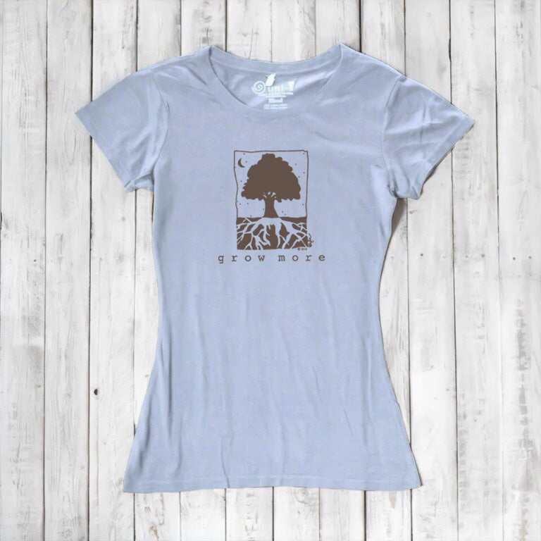 Uni-T Women’s Bamboo Cotton Tree T-Shirt – Personal Growth Graphic "Grow More"
