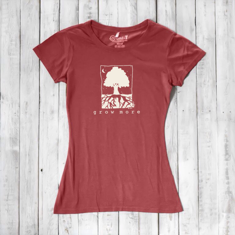 Uni-T Women’s Bamboo Cotton Tree T-Shirt – Personal Growth Graphic "Grow More"