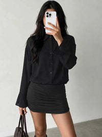 Button Front Flounce Sleeve Bodycon Shirt Dress 101001664786190 49 Affordable Fashion Under $100 Jerry's Apparel 