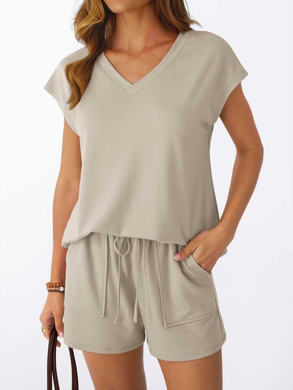 Casual V-Neck T-Shirt and Shorts Set 100100459433935 40 Affordable Fashion Under $100 Jerry's Apparel 